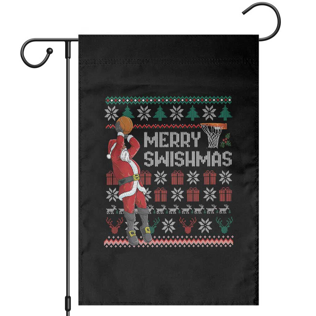 Funny Black Santa Christmas Basketball Garden Flag Merry Swishmass Xmas Sport TS11 Black Print Your Wear