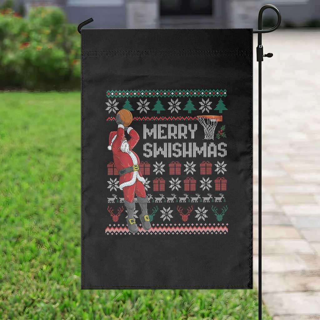 Funny Black Santa Christmas Basketball Garden Flag Merry Swishmass Xmas Sport TS11 Print Your Wear