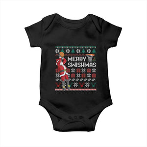 Funny Black Santa Christmas Basketball Baby Onesie Merry Swishmass Xmas Sport TS11 Black Print Your Wear