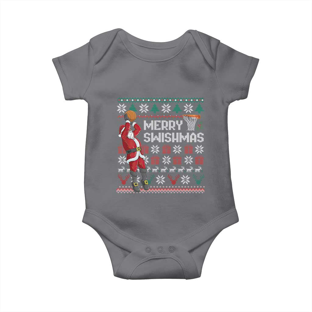 Funny Black Santa Christmas Basketball Baby Onesie Merry Swishmass Xmas Sport TS11 Charcoal Print Your Wear