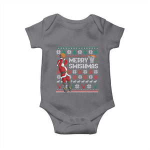 Funny Black Santa Christmas Basketball Baby Onesie Merry Swishmass Xmas Sport TS11 Charcoal Print Your Wear