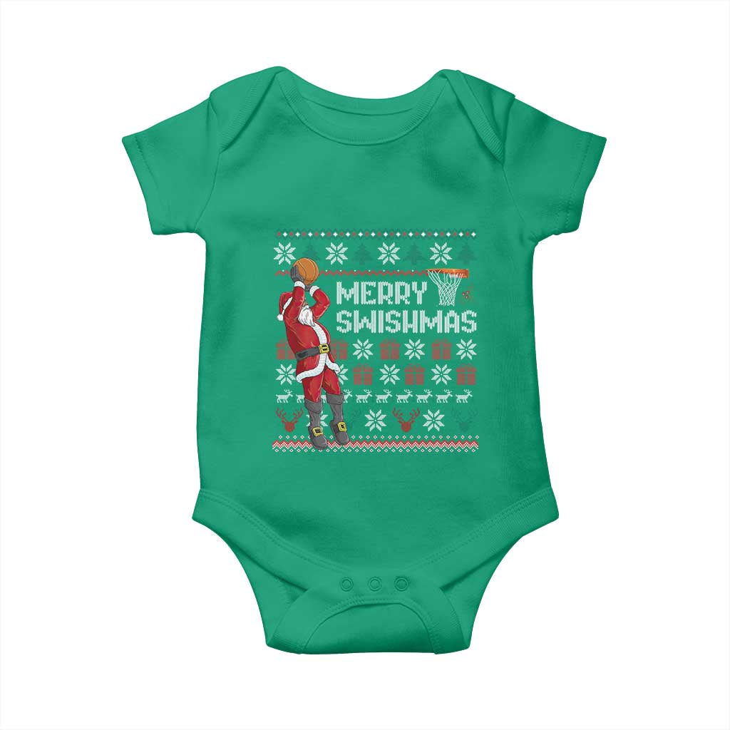 Funny Black Santa Christmas Basketball Baby Onesie Merry Swishmass Xmas Sport TS11 Irish Green Print Your Wear