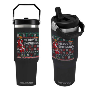 Funny Black Santa Christmas Basketball Flip Straw Tumbler Merry Swishmass Xmas Sport TS11 One Size: 30 oz Black Print Your Wear