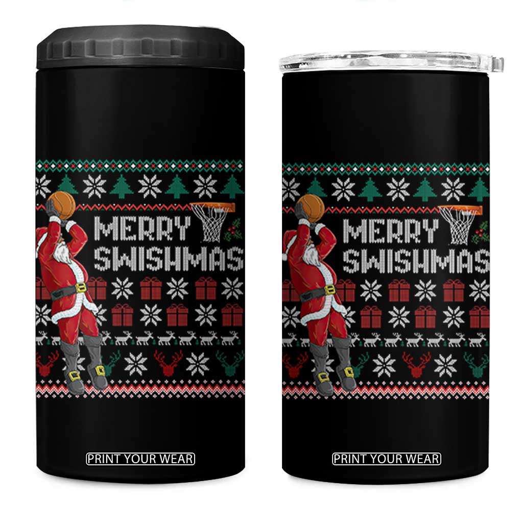 Funny Black Santa Christmas Basketball 4 in 1 Can Cooler Tumbler Merry Swishmass Xmas Sport TS11 One Size: 16 oz Black Print Your Wear