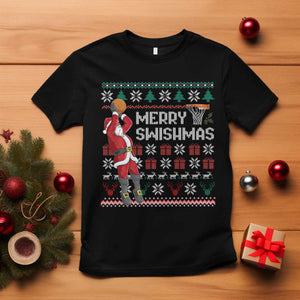 Funny Black Santa Christmas Basketball T Shirt Merry Swishmass Xmas Sport TS11 Black Print Your Wear