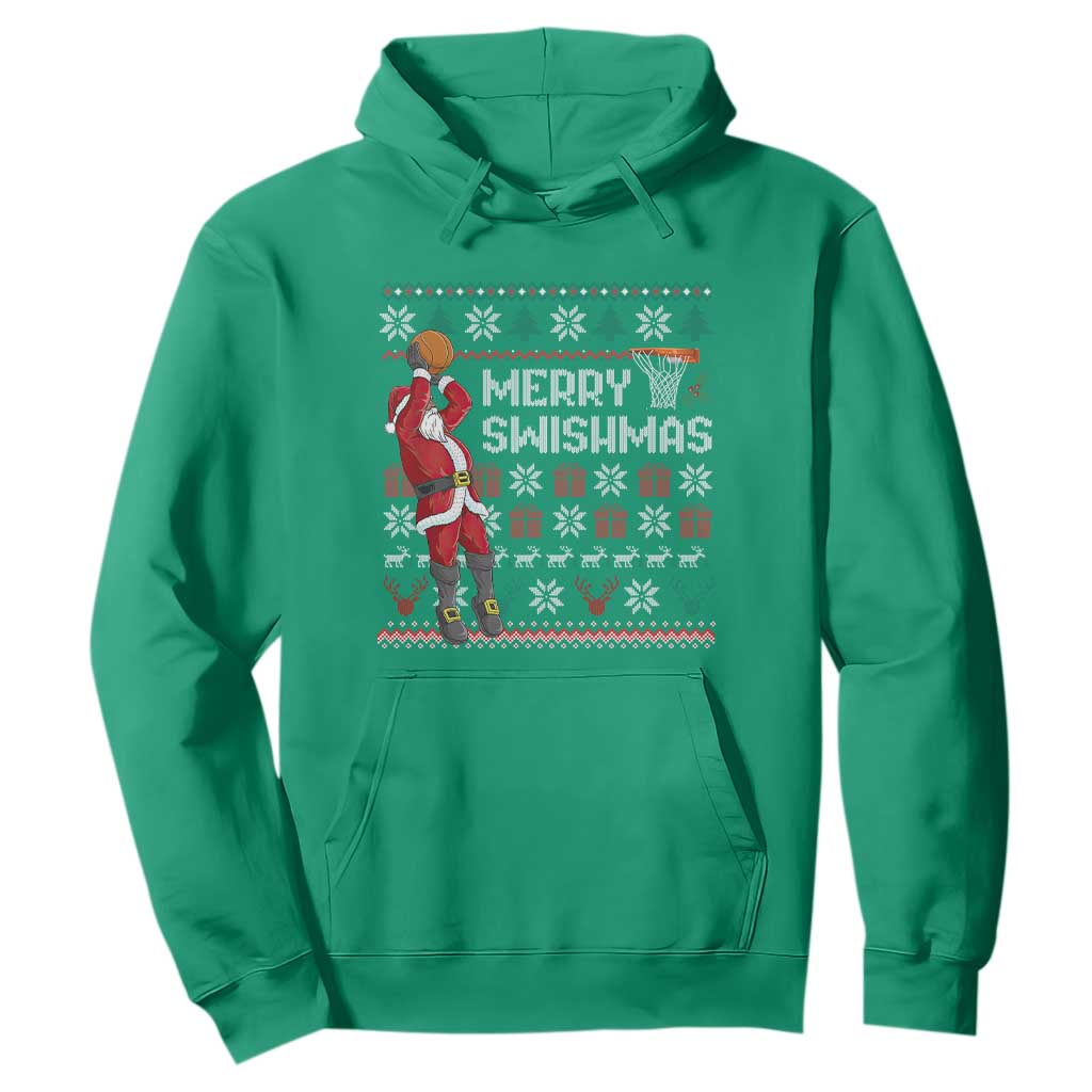Funny Black Santa Christmas Basketball Hoodie Merry Swishmass Xmas Sport TS11 Irish Green Print Your Wear