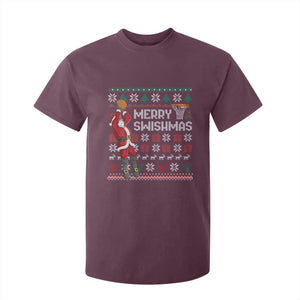 Funny Black Santa Christmas Basketball T Shirt For Kid Merry Swishmass Xmas Sport TS11 Maroon Print Your Wear