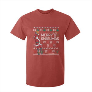 Funny Black Santa Christmas Basketball T Shirt For Kid Merry Swishmass Xmas Sport TS11 Red Print Your Wear