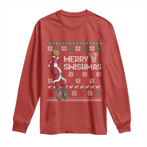 Funny Black Santa Christmas Basketball Long Sleeve Shirt Merry Swishmass Xmas Sport TS11 Red Print Your Wear