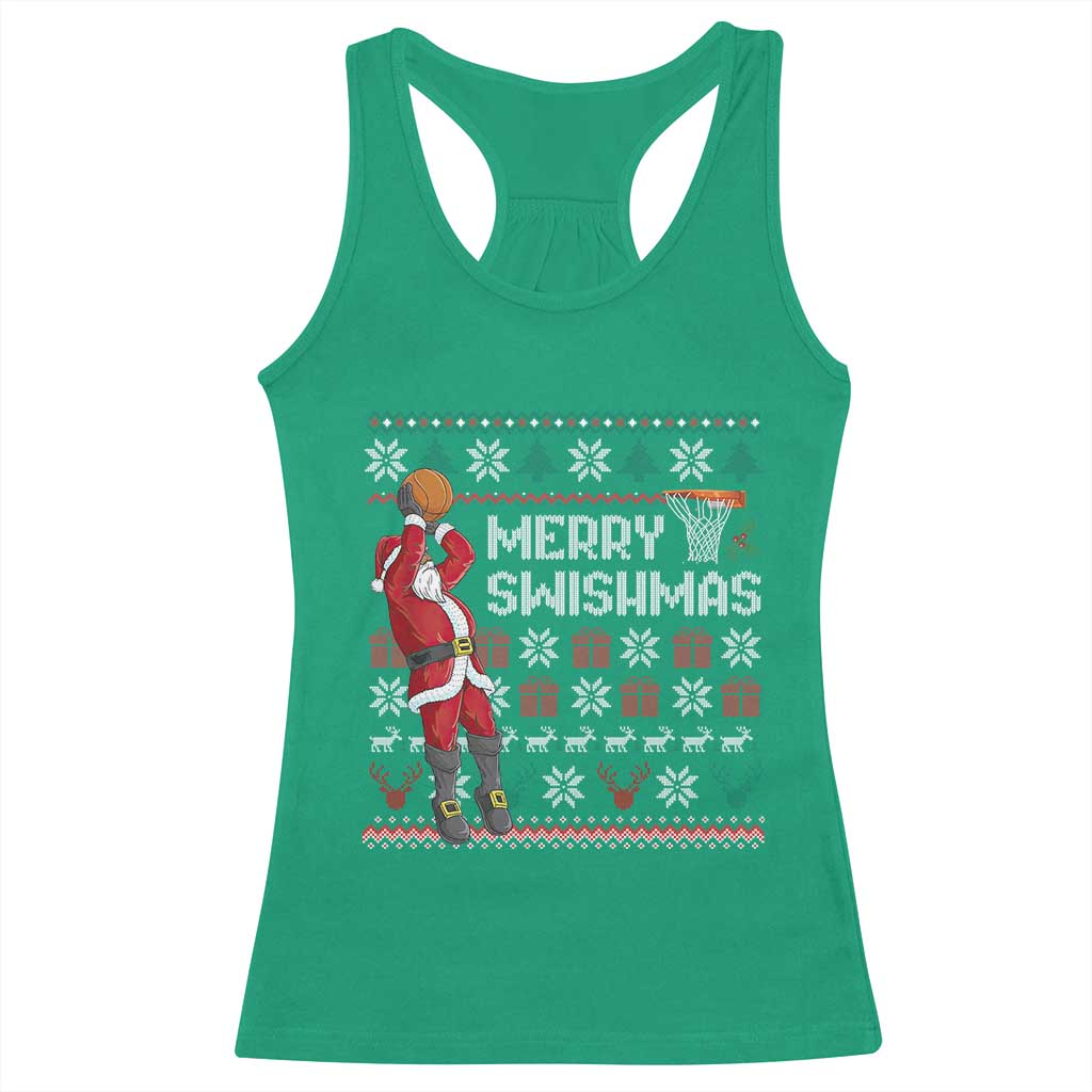 Funny Black Santa Christmas Basketball Racerback Tank Top Merry Swishmass Xmas Sport TS11 Irish Green Print Your Wear