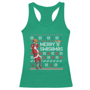 Funny Black Santa Christmas Basketball Racerback Tank Top Merry Swishmass Xmas Sport TS11 Irish Green Print Your Wear