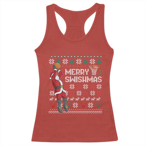 Funny Black Santa Christmas Basketball Racerback Tank Top Merry Swishmass Xmas Sport TS11 Red Print Your Wear