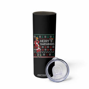 Funny Black Santa Christmas Basketball Skinny Tumbler Merry Swishmass Xmas Sport TS11 Print Your Wear