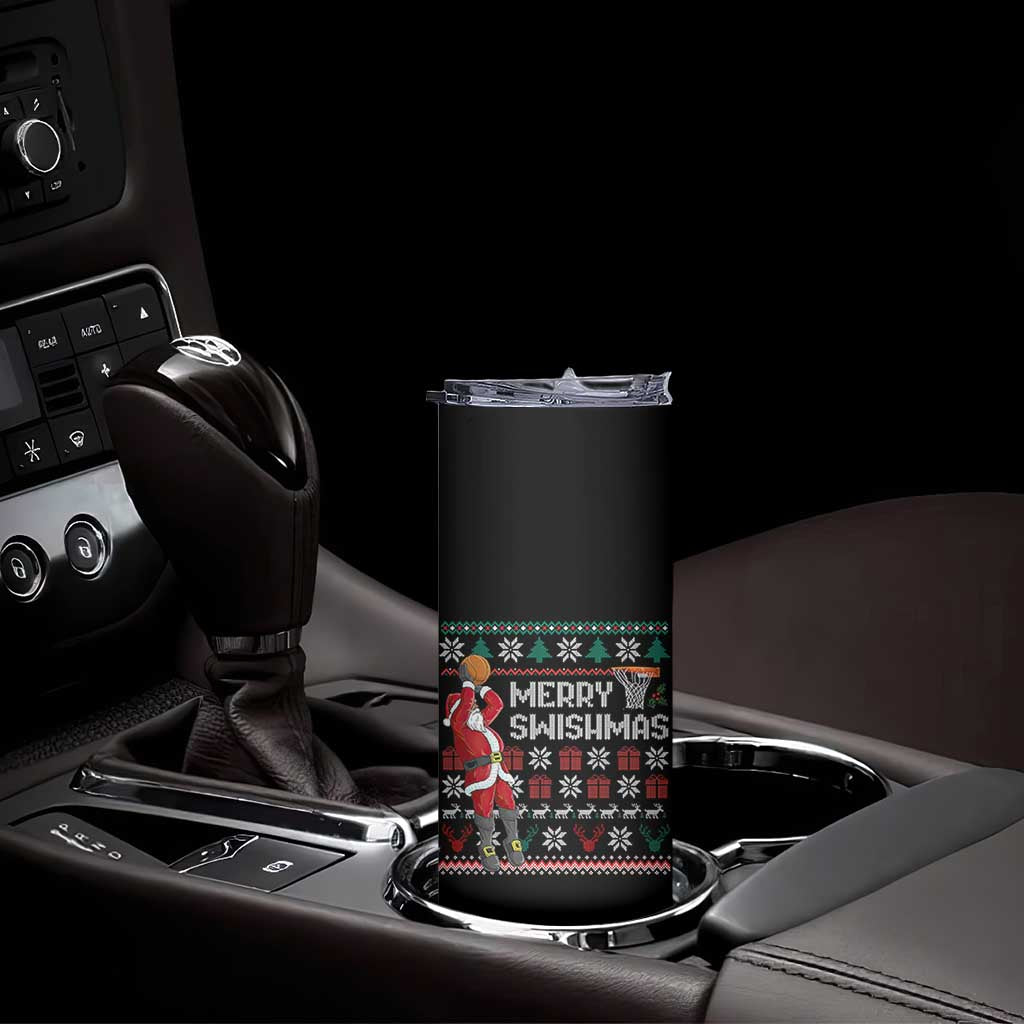 Funny Black Santa Christmas Basketball Skinny Tumbler Merry Swishmass Xmas Sport TS11 Print Your Wear