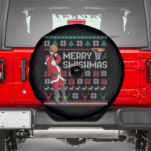 Funny Black Santa Christmas Basketball Spare Tire Cover Merry Swishmass Xmas Sport TS11 Black Print Your Wear