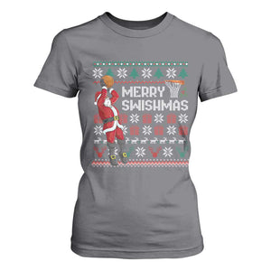 Funny Black Santa Christmas Basketball T Shirt For Women Merry Swishmass Xmas Sport TS11 Charcoal Print Your Wear