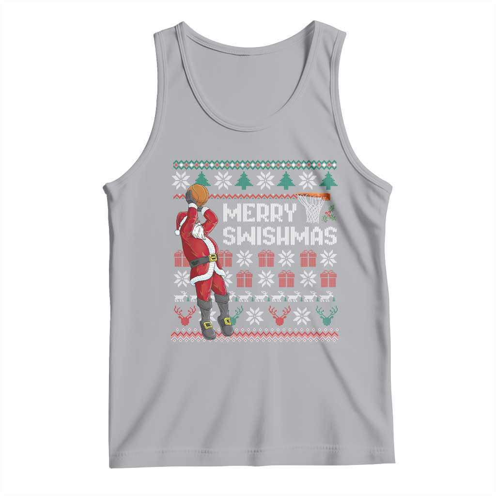 Funny Black Santa Christmas Basketball Tank Top Merry Swishmass Xmas Sport TS11 Athletic Heather Print Your Wear