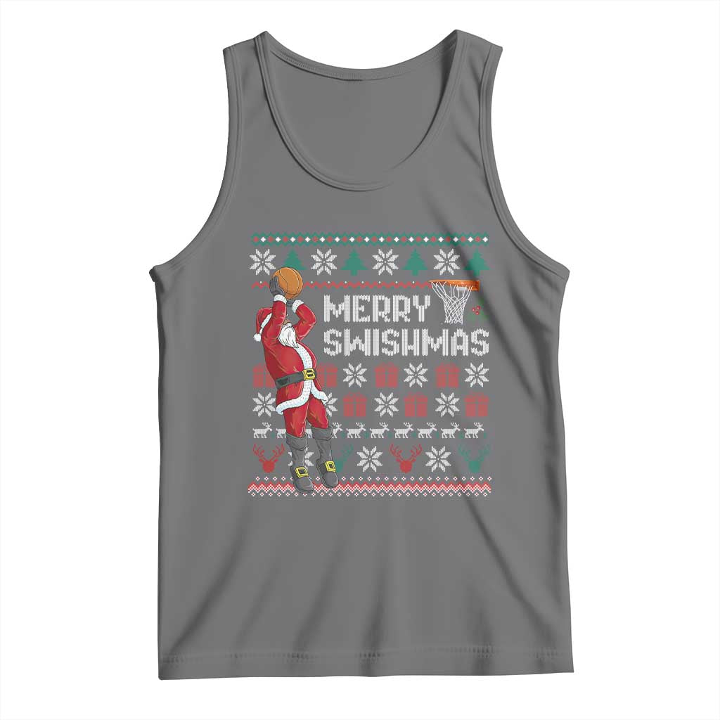 Funny Black Santa Christmas Basketball Tank Top Merry Swishmass Xmas Sport TS11 Black Heather Print Your Wear