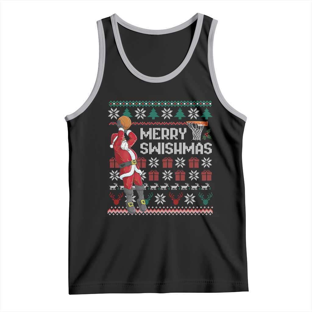 Funny Black Santa Christmas Basketball Tank Top Merry Swishmass Xmas Sport TS11 Black Athletic Heather Print Your Wear