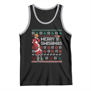 Funny Black Santa Christmas Basketball Tank Top Merry Swishmass Xmas Sport TS11 Black Athletic Heather Print Your Wear