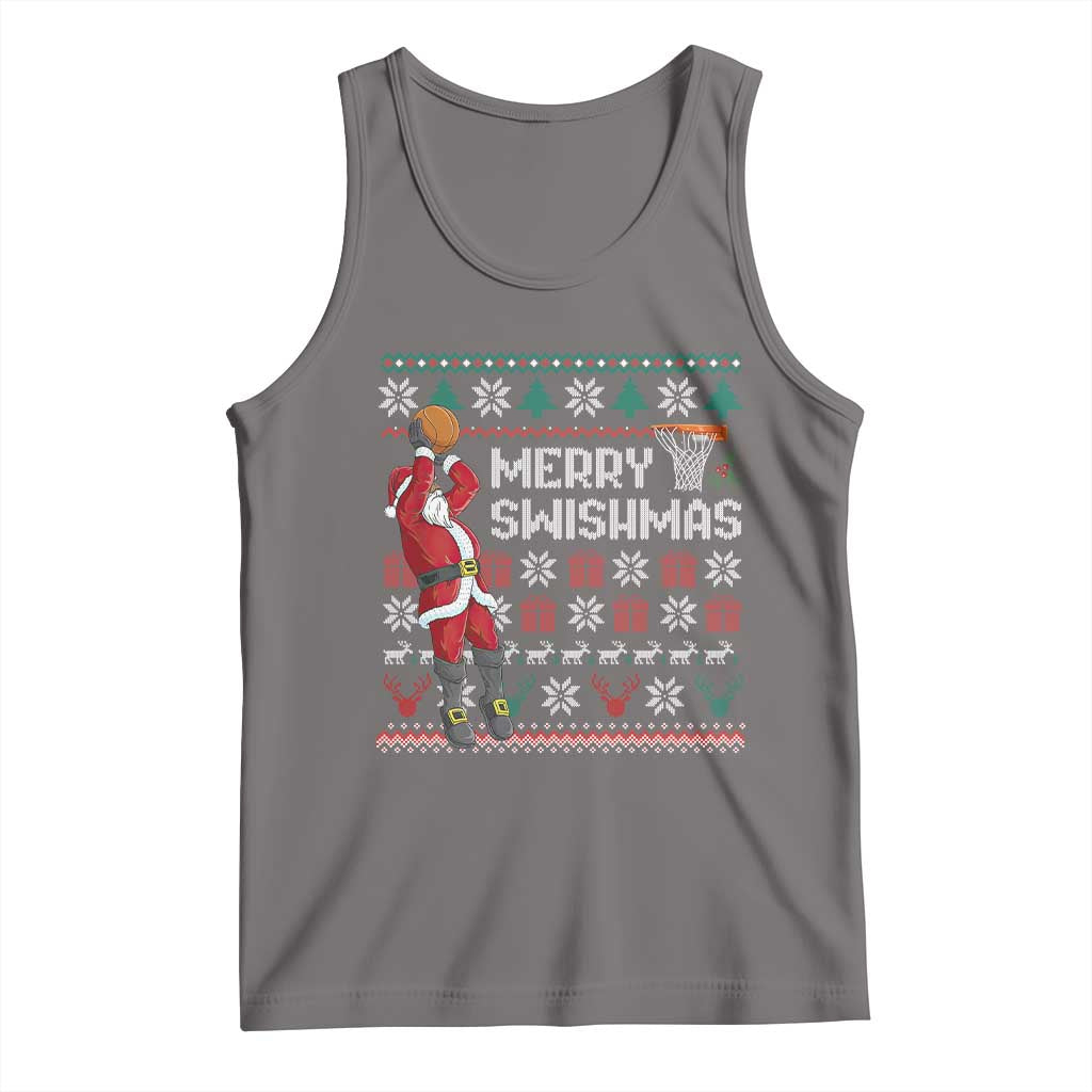 Funny Black Santa Christmas Basketball Tank Top Merry Swishmass Xmas Sport TS11 Deep Heather Print Your Wear