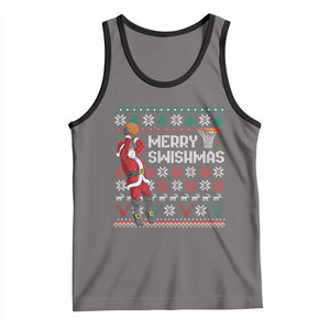Funny Black Santa Christmas Basketball Tank Top Merry Swishmass Xmas Sport TS11 Deep Heather Black Print Your Wear