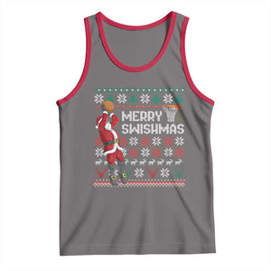 Funny Black Santa Christmas Basketball Tank Top Merry Swishmass Xmas Sport TS11 Deep Heather Red Print Your Wear