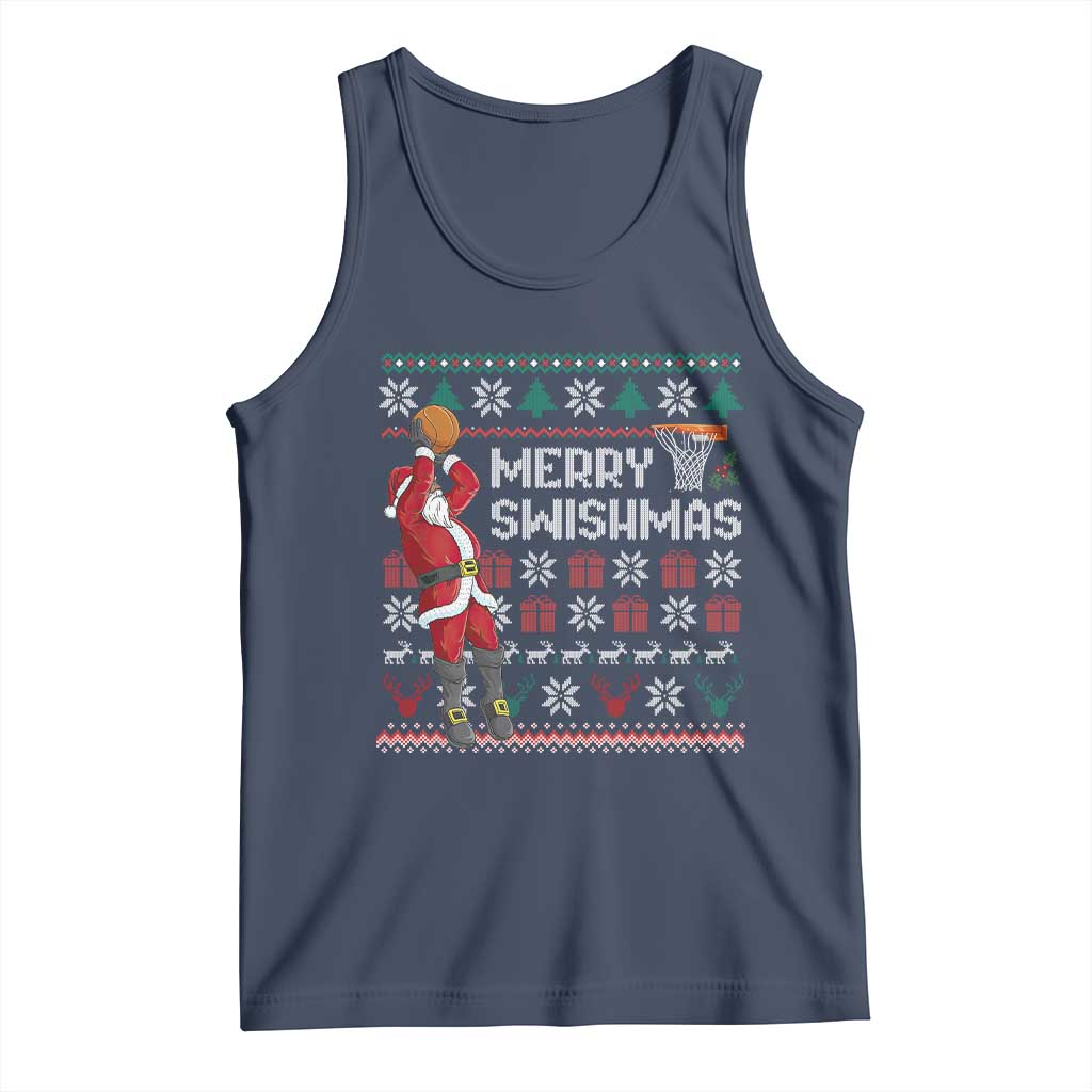 Funny Black Santa Christmas Basketball Tank Top Merry Swishmass Xmas Sport - Print Your Wear