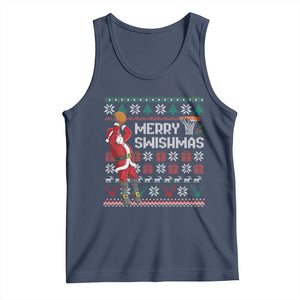 Funny Black Santa Christmas Basketball Tank Top Merry Swishmass Xmas Sport - Print Your Wear