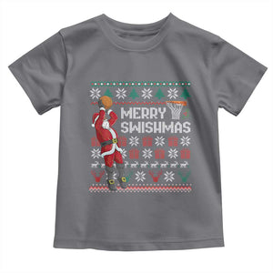 Funny Black Santa Christmas Basketball Toddler T Shirt Merry Swishmass Xmas Sport TS11 Charcoal Print Your Wear
