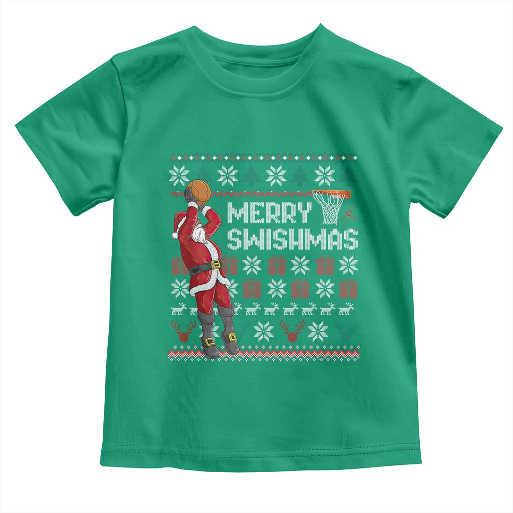 Funny Black Santa Christmas Basketball Toddler T Shirt Merry Swishmass Xmas Sport TS11 Irish Green Print Your Wear
