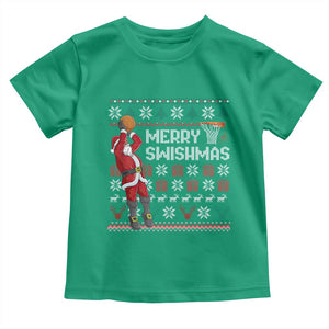Funny Black Santa Christmas Basketball Toddler T Shirt Merry Swishmass Xmas Sport TS11 Irish Green Print Your Wear
