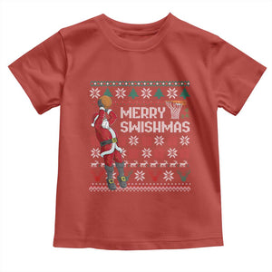 Funny Black Santa Christmas Basketball Toddler T Shirt Merry Swishmass Xmas Sport TS11 Red Print Your Wear