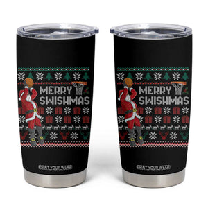 Funny Black Santa Christmas Basketball Tumbler Cup Merry Swishmass Xmas Sport TS11 Black Print Your Wear