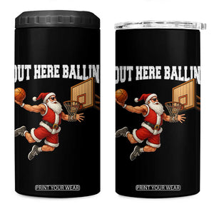 Funny Christmas Basketball 4 in 1 Can Cooler Tumbler Out Here Ballin Xmas Santa Sport TS11 One Size: 16 oz Black Print Your Wear
