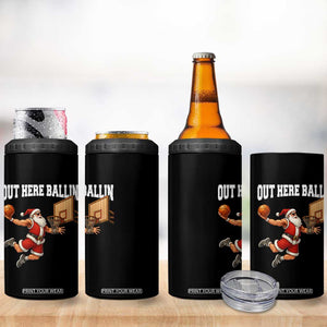 Funny Christmas Basketball 4 in 1 Can Cooler Tumbler Out Here Ballin Xmas Santa Sport TS11 Print Your Wear