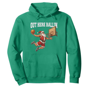 Funny Christmas Basketball Hoodie Out Here Ballin Xmas Santa Sport TS11 Irish Green Print Your Wear