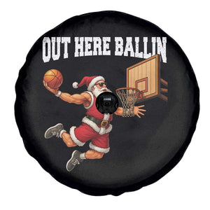 Funny Christmas Basketball Spare Tire Cover Out Here Ballin Xmas Santa Sport TS11 Print Your Wear