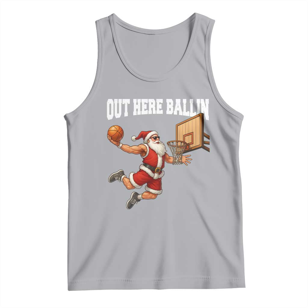 Funny Christmas Basketball Tank Top Out Here Ballin Xmas Santa Sport TS11 Athletic Heather Print Your Wear