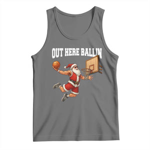 Funny Christmas Basketball Tank Top Out Here Ballin Xmas Santa Sport TS11 Black Heather Print Your Wear