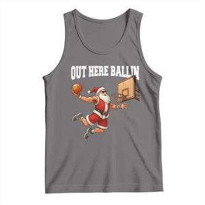 Funny Christmas Basketball Tank Top Out Here Ballin Xmas Santa Sport TS11 Deep Heather Print Your Wear