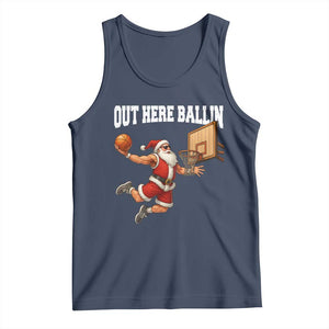 Funny Christmas Basketball Tank Top Out Here Ballin Xmas Santa Sport TS11 Navy Print Your Wear