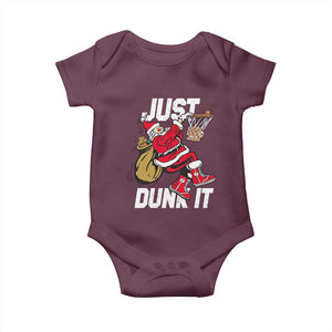Funny Christmas Basketball Baby Onesie Just Dunk It Xmas Santa Sport TS11 Maroon Print Your Wear