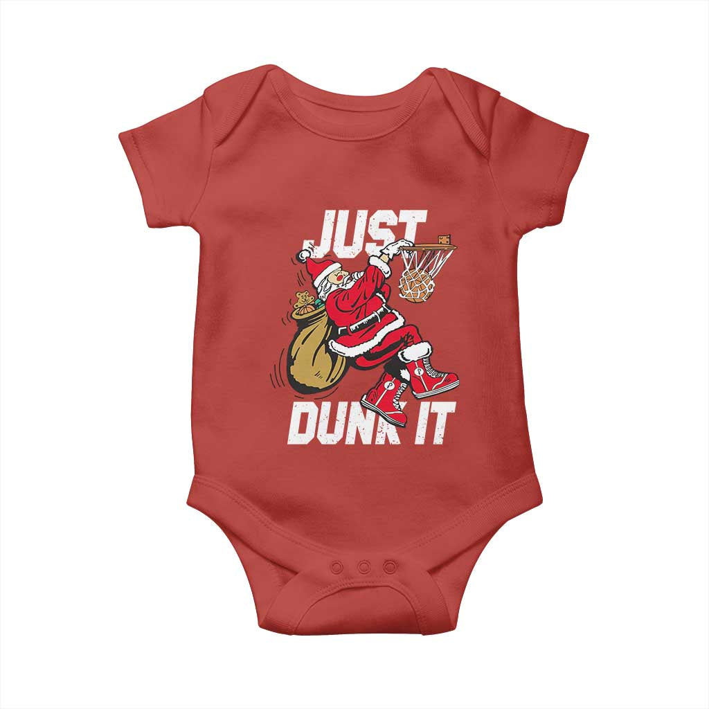 Funny Christmas Basketball Baby Onesie Just Dunk It Xmas Santa Sport TS11 Red Print Your Wear