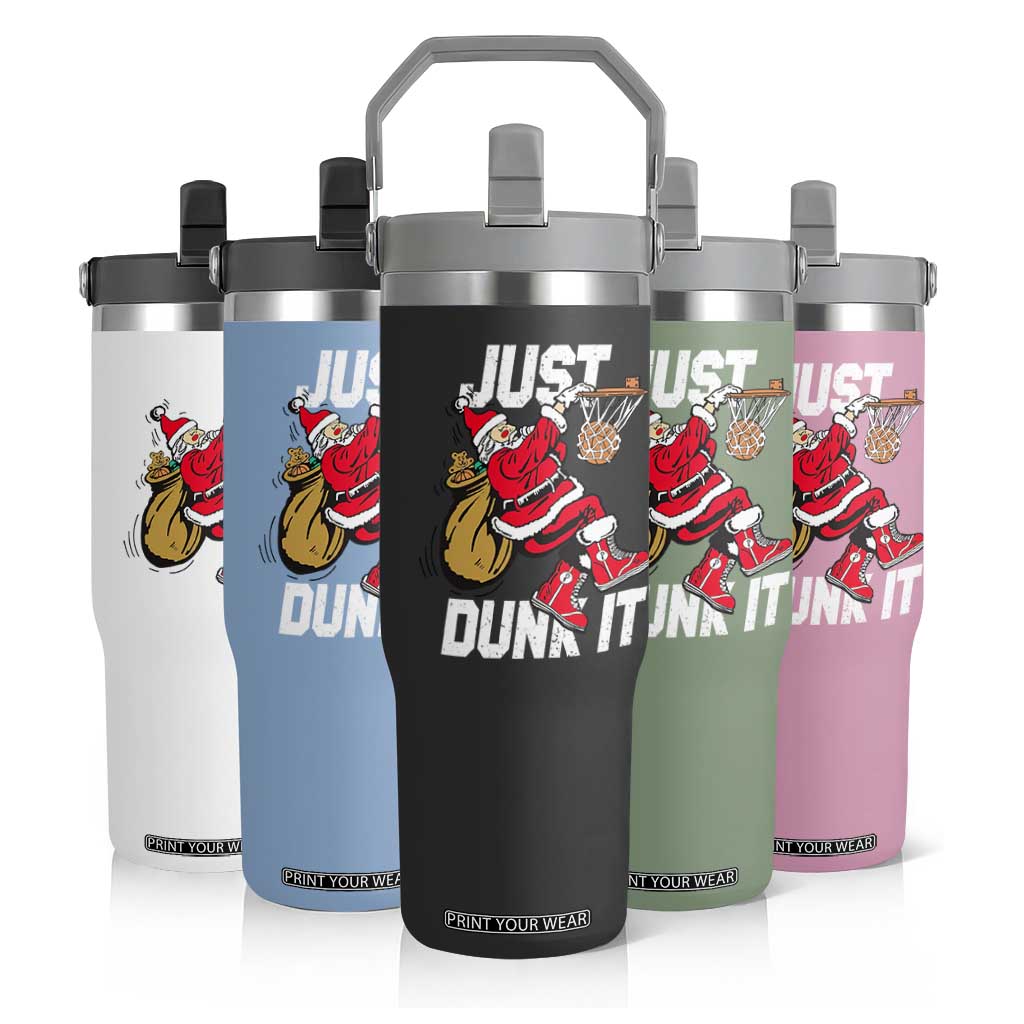Funny Christmas Basketball Flip Straw Tumbler Just Dunk It Xmas Santa Sport TS11 Print Your Wear