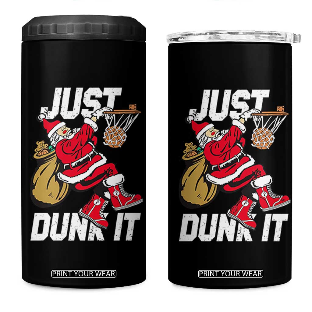 Funny Christmas Basketball 4 in 1 Can Cooler Tumbler Just Dunk It Xmas Santa Sport TS11 One Size: 16 oz Black Print Your Wear