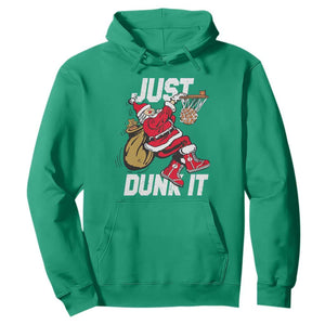 Funny Christmas Basketball Hoodie Just Dunk It Xmas Santa Sport TS11 Irish Green Print Your Wear