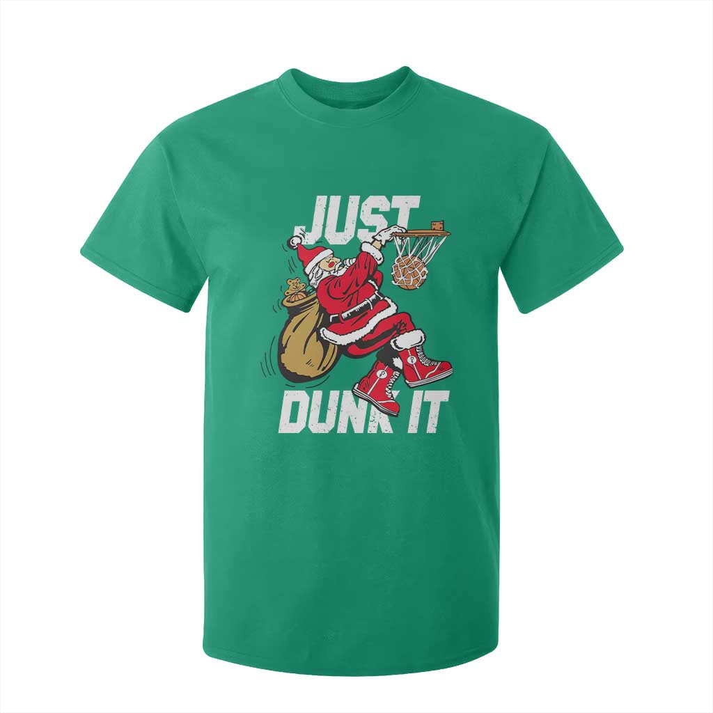 Funny Christmas Basketball T Shirt For Kid Just Dunk It Xmas Santa Sport TS11 Irish Green Print Your Wear
