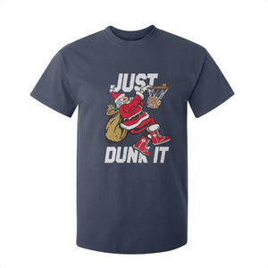 Funny Christmas Basketball T Shirt For Kid Just Dunk It Xmas Santa Sport TS11 Navy Print Your Wear