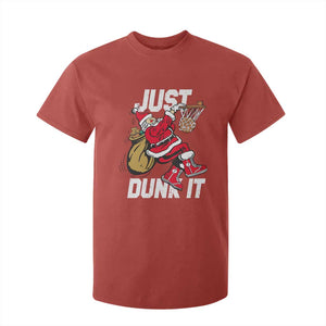 Funny Christmas Basketball T Shirt For Kid Just Dunk It Xmas Santa Sport TS11 Red Print Your Wear